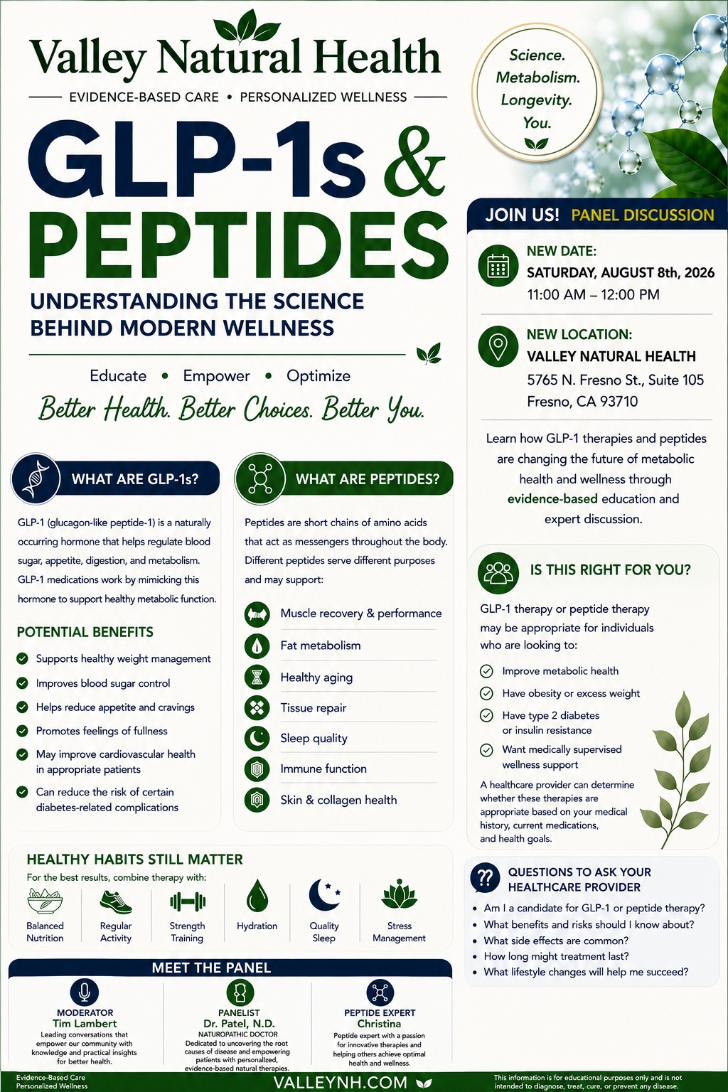 Valley Natural Health GLP-1 and Peptide event